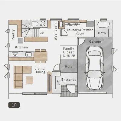 モデルハウス間取り図1階